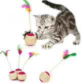Sisal Cat Scratching Ball – Interactive Feather Toy for Kittens